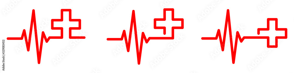 Heartbeat with medical cross. Vector illustration. - obrazy, fototapety, plakaty 