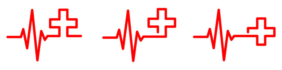 Wall Mural - heartbeat with medical cross. vector illustration.