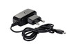 Black power adapter with micro-USB cable isolated on white