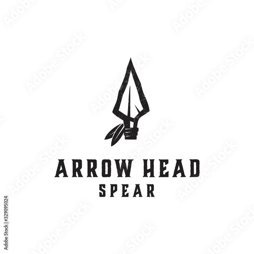 Cuadros en Lienzo Native Indian Spear Arrowhead for Hunting, Hunter Vintage and Hipster Logo Desig