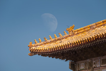 Poster - old palace building and the moon