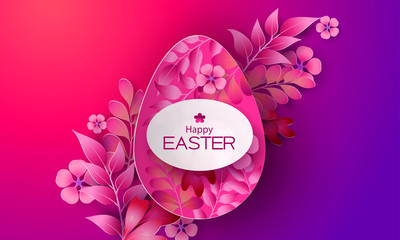 Canvas Print - Happy Easter greating card abstract flower background