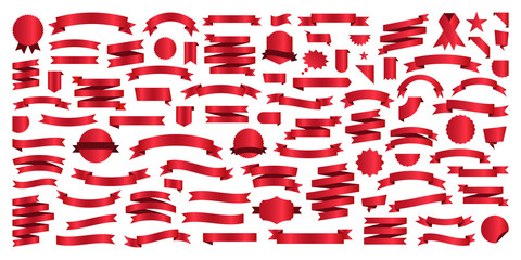 Wall Mural - set of 100 ribbons. ribbon elements. starburst label. vintage. modern simple ribbons collection. vec