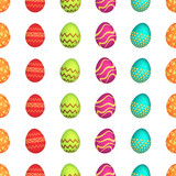 Fototapeta Dinusie - Seamless pattern with colorful Easter eggs