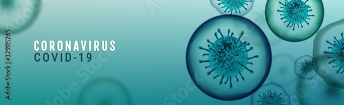 Fotomural Corona Virus banner illustration - Microbiology And Virology Concept -