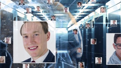 Wall Mural - animation of network of businesspeople growing