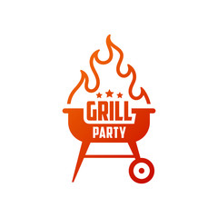 Wall Mural - BBQ party poster. Grill and barbecue badge, sticker, emblem, logo.