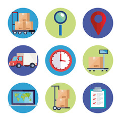 Wall Mural - set of delivery logistic service icons vector illustration design