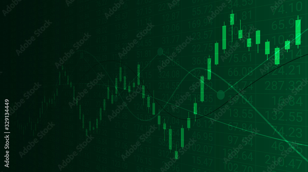 Abstract financial graph and up trend line candlestick chart with stock ...