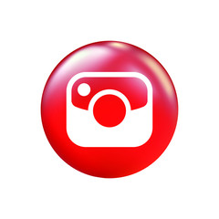 camera icon design, white on red, flat EPS vector image