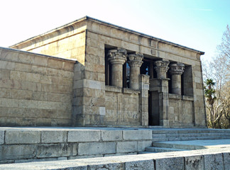 Spain, Madrid, Temple of Debod. Famous landmark Templo de Debod is an authentic ancient Egyptian temple that was transported from Egypt to Madrid in 1968.