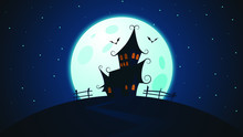 Haunted House And Full Moon
