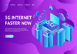 © bigmouse108 - Internet Faster Now Concept Card Landing Web Page Template. Vector