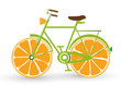 witziges grünes Fahrrad mit Orangenscheiben Räder