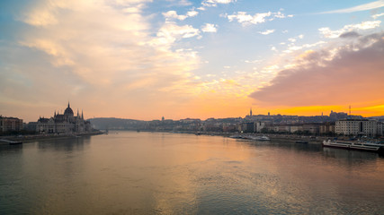 Wall Mural - Danube river in budapest at sunset, Hungary