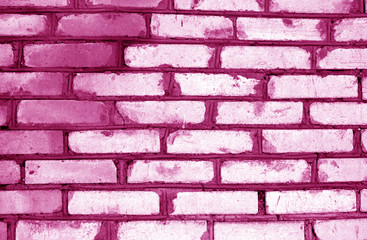 Wall Mural - Old grungy brick wall texture in pink tone.