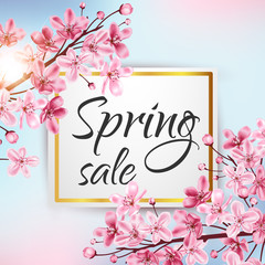 Wall Mural - Spring floral background for seasonal sale.