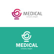 Medical pharmacy logo with snake template. Vector illustrator.