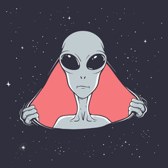 Canvas Print - alien breaks through a hole into space
