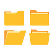 © Bohdan - Open folder and close folder. Folders with documents. Four Folders icons. Vector illustration.