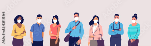 Fotografía People in protective medical face masks