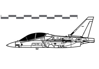 Wall Mural - Alenia Aermacchi M-346 Master. Vector drawing of training jet aircraft. Side view. Image for illustration.