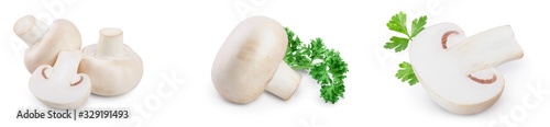 Fotografía Fresh mushrooms champignon isolated on white background with clipping path and full depth of field