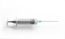 Syringe With Hypodermic Needle Isolated On White Background. 3d Rendering.