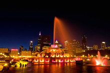 Buckingham Lights Buckingham Fountain Lights Up The Night In Chicago's Grant Park.