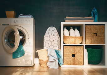 Canvas Print - laundry room with a washing machine