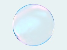 3d Crystal Ball Pink Blue Gradient Colors  Isolated On White Background. Abstract Bubble Glossy Pastel 3d Geometric Shape Object Illustration Render. 