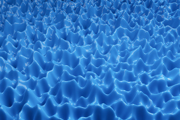  3D render abstract background. Blue liquid texture. Wave or curved surface.