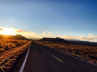 Wall Mural - sunset over the road