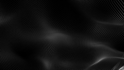 dot white black wave technology texture background. abstract big data digital concept. 3d rendering.