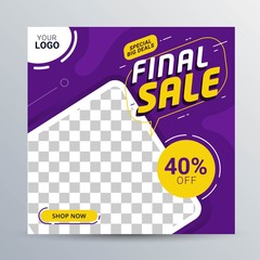 Wall Mural - Discount sale banner social media post template promotion design for business