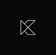 Minimal elegant monogram art logo. Outstanding professional trendy awesome K KK initial based Alphabet icon logo. Premium Business logo White color on black background