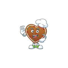 Poster - A picture of gingerbread love cartoon character wearing white chef hat