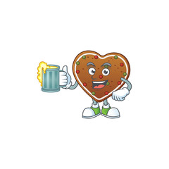 Wall Mural - A cartoon concept of gingerbread love with a glass of beer