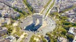 PARIS, FRANCE - MAY, 2019: Aerial drone view of Triumphal Arch in historical city centre.