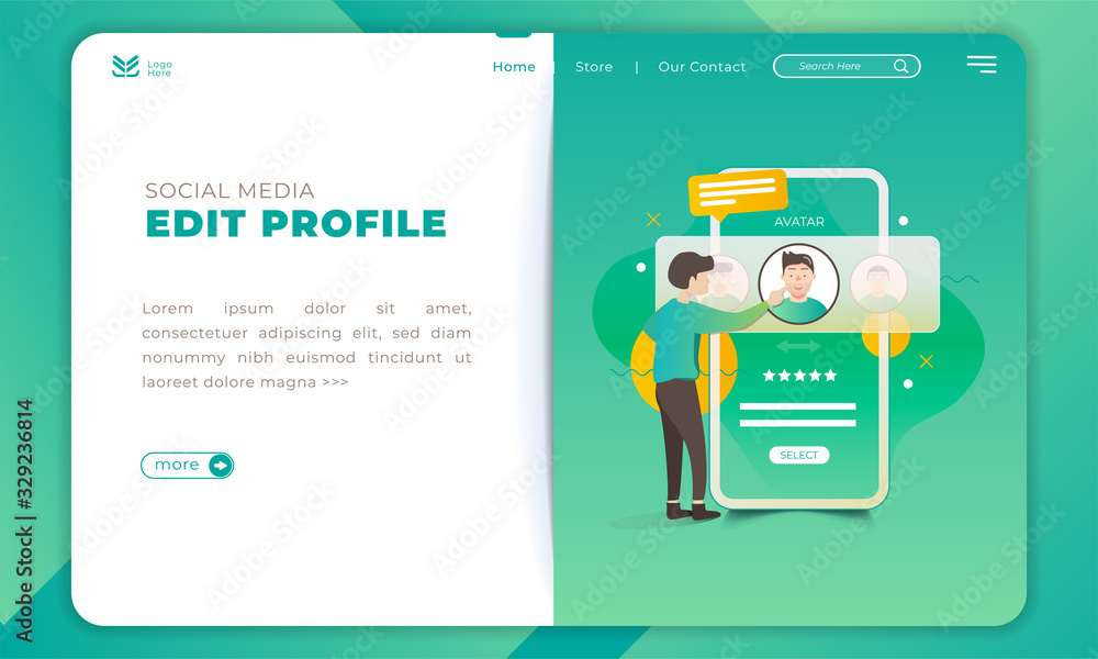 People change avatar for social media profile on landing page template ...