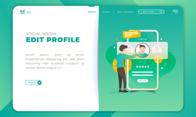 People change avatar for social media profile on landing page template