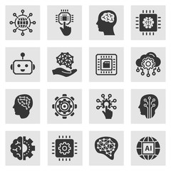 Canvas Print - Artificial intelligence icon set. Illustrations isolated on white.