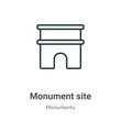 Monument site outline vector icon. Thin line black monument site icon, flat vector simple element illustration from editable monuments concept isolated stroke on white background