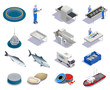 © Macrovector - Fish Industry Isometric Icons