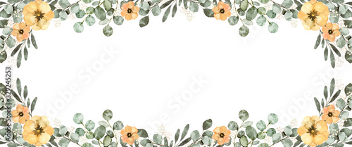 水彩 葉 花 装飾 フレーム ユーカリ イラスト Stock Illustration Adobe Stock