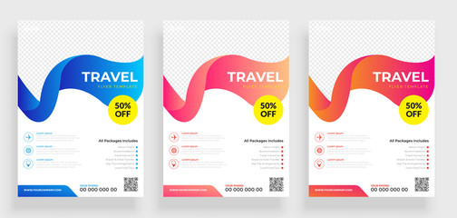 Wall Mural - Travel flyer template design with contact and venue details.