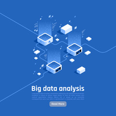 Sticker - Big Data Analysis Isometric Background 