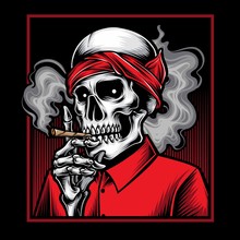 Smoking Skull With Bandana Vector