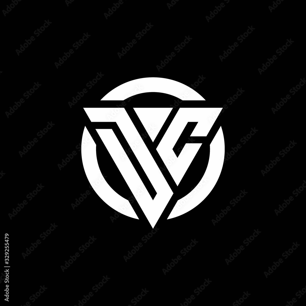 DC logo with triangle shape and circle rounded design template Stock ...