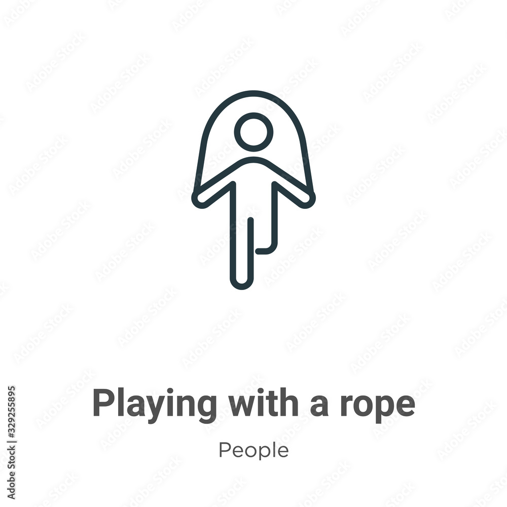 Play Rope Icon Playing with a rope outline vector icon. Thin line black playing with a ...